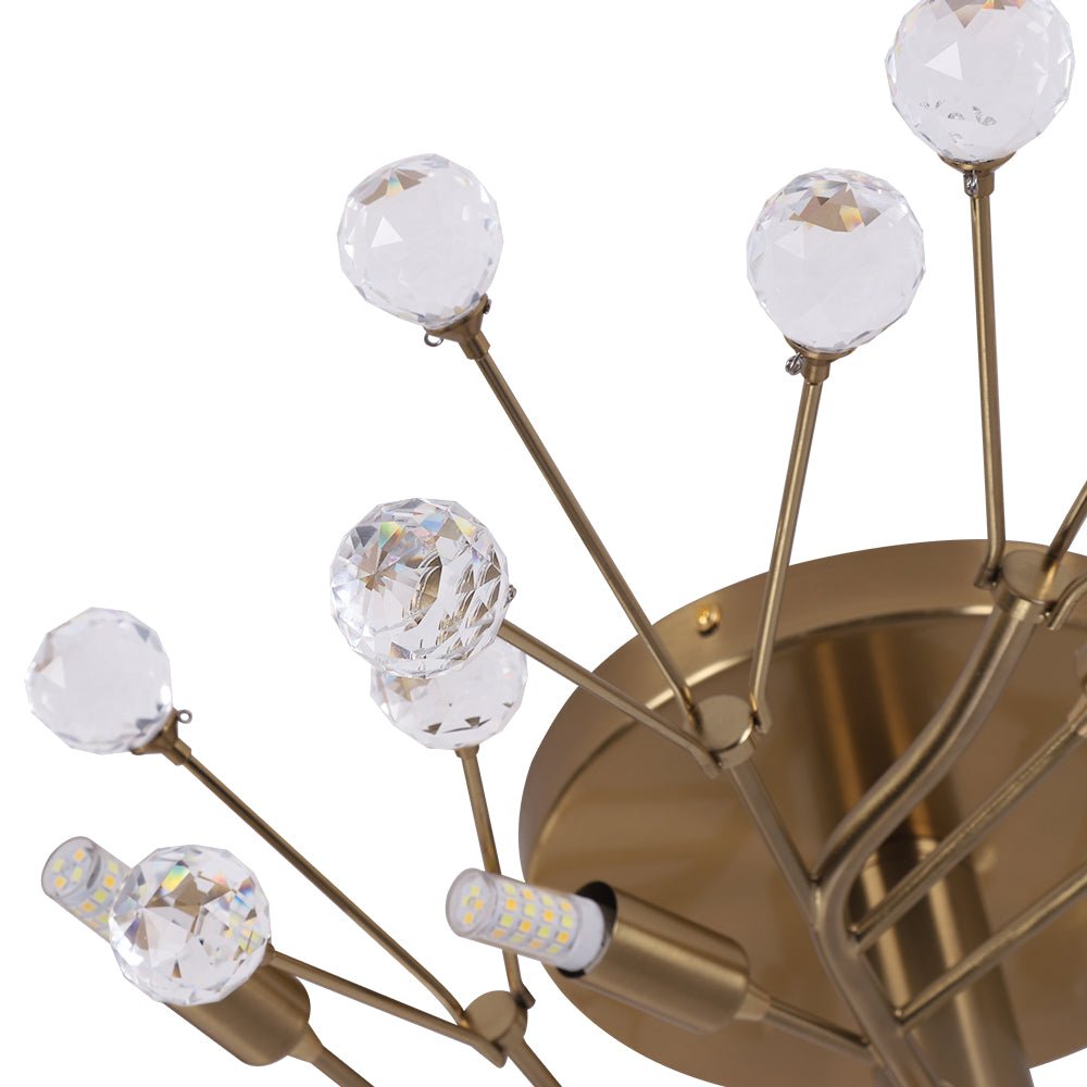 Himinuvox Mid-Century Firework Branching Crystal Semi Flush Mount Ceiling Light