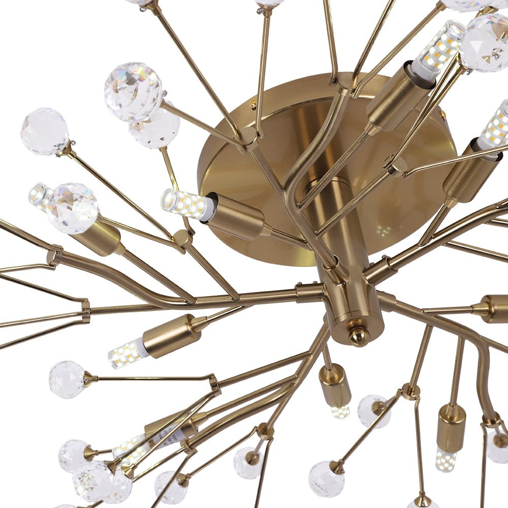 Himinuvox Mid-Century Firework Branching Crystal Semi Flush Mount Ceiling Light