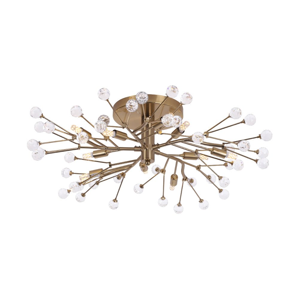 Himinuvox Mid-Century Firework Branching Crystal Semi Flush Mount Ceiling Light