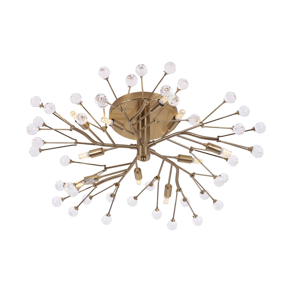 Himinuvox Mid-Century Firework Branching Crystal Semi Flush Mount Ceiling Light