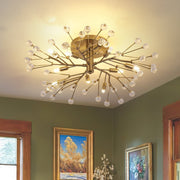 Himinuvox Mid-Century Firework Branching Crystal Semi Flush Mount Ceiling Light