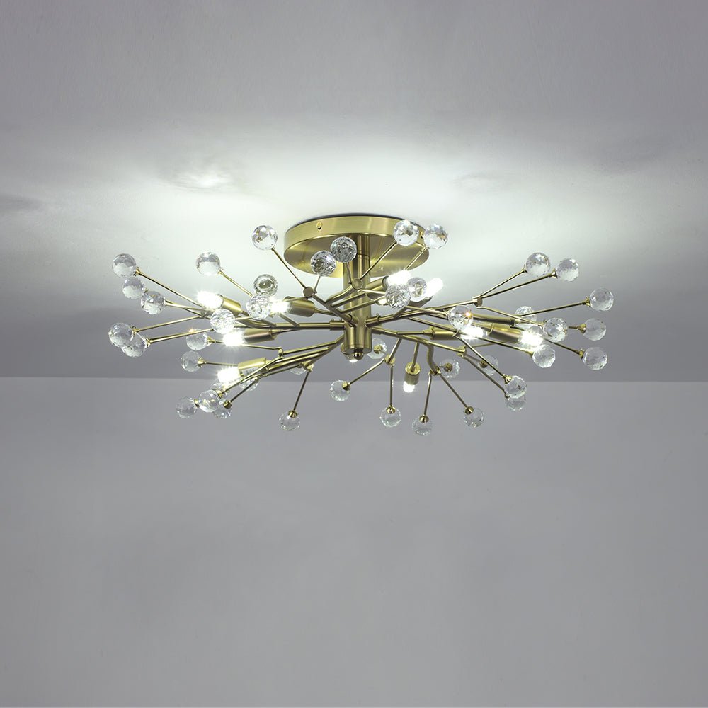 Himinuvox Mid-Century Firework Branching Crystal Semi Flush Mount Ceiling Light