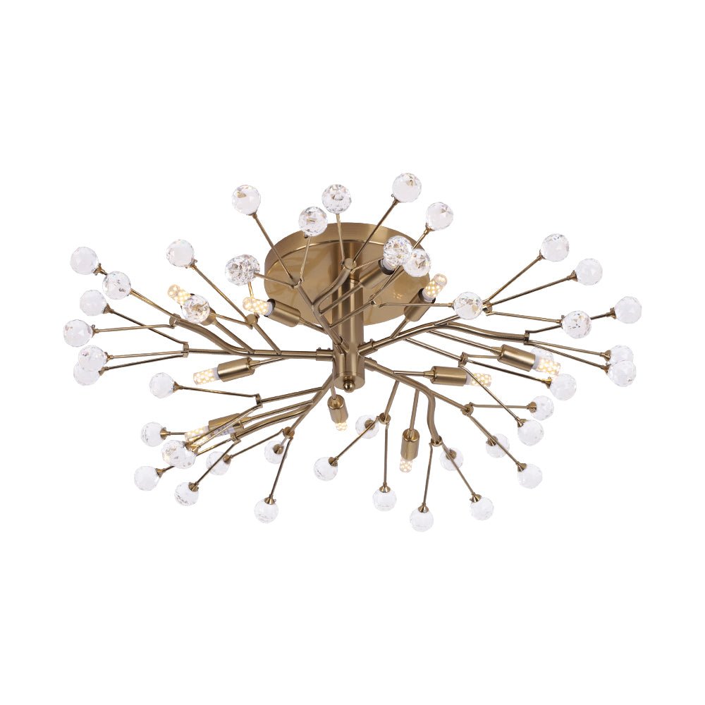 Himinuvox Mid-Century Firework Branching Crystal Semi Flush Mount Ceiling Light