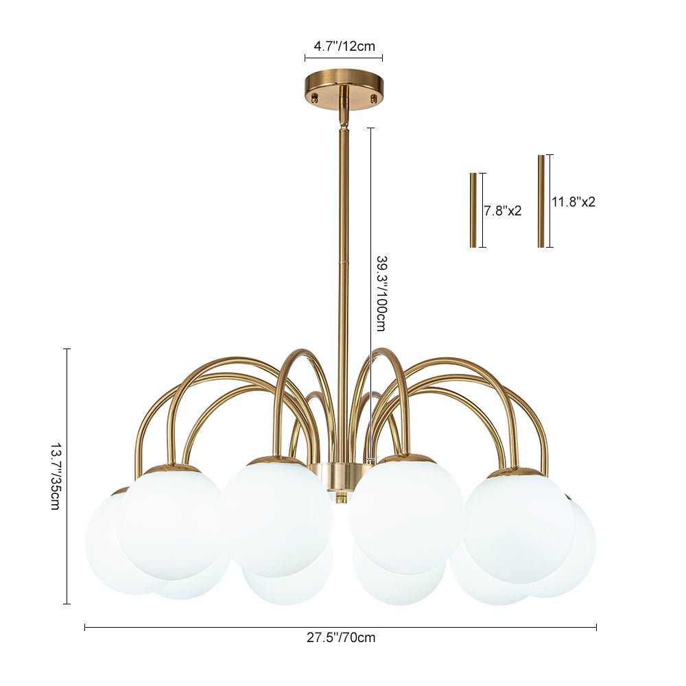 Ostruvo Mid-Century Frosted Glass Chandelier
