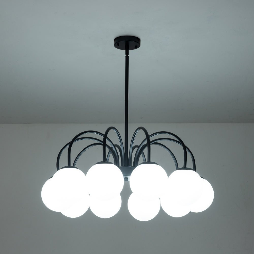 Ostruvo Mid-Century Frosted Glass Chandelier