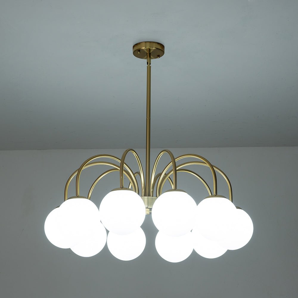 Ostruvo Mid-Century Frosted Glass Chandelier