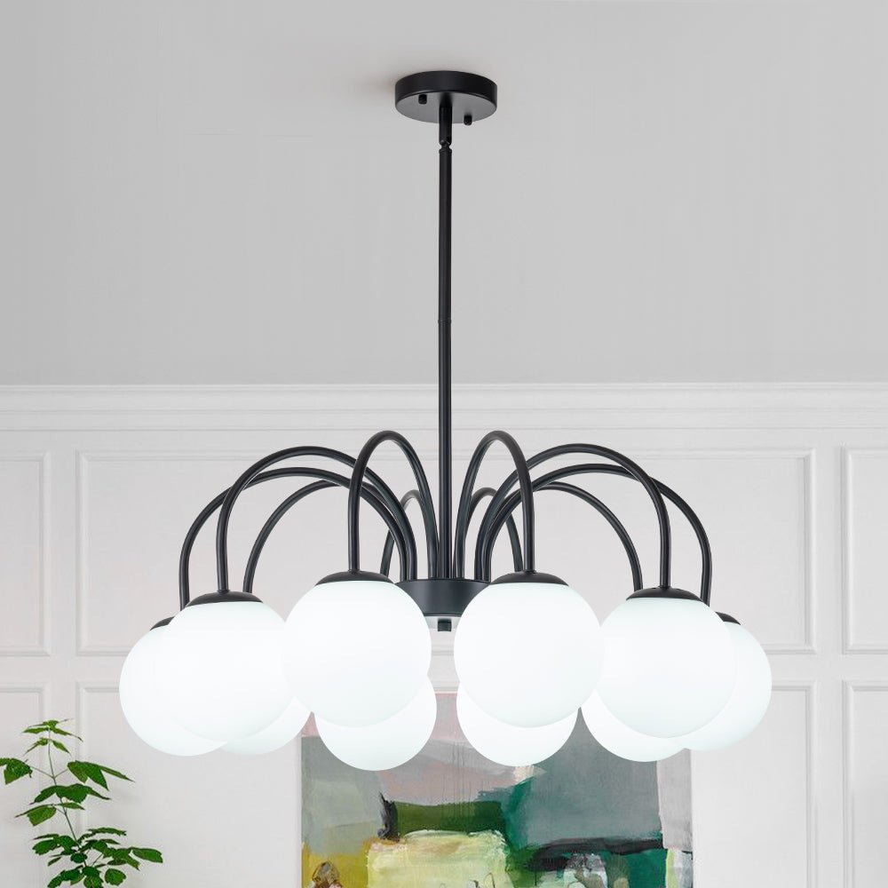 Ostruvo Mid-Century Frosted Glass Chandelier