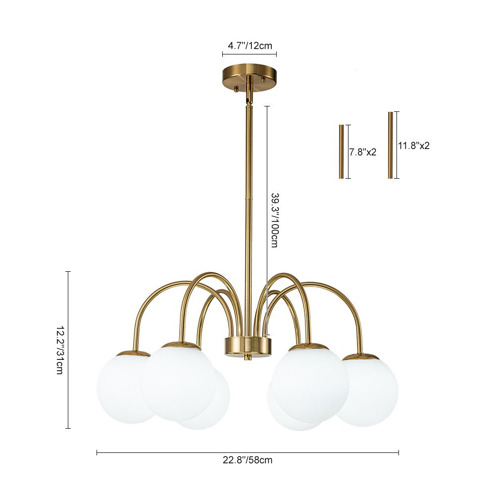 Ostruvo Mid-Century Frosted Glass Chandelier