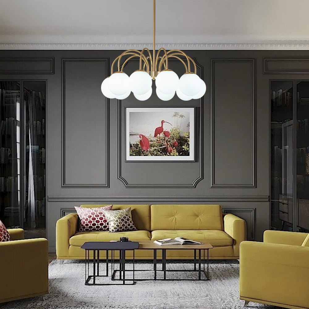 Ostruvo Mid-Century Frosted Glass Chandelier