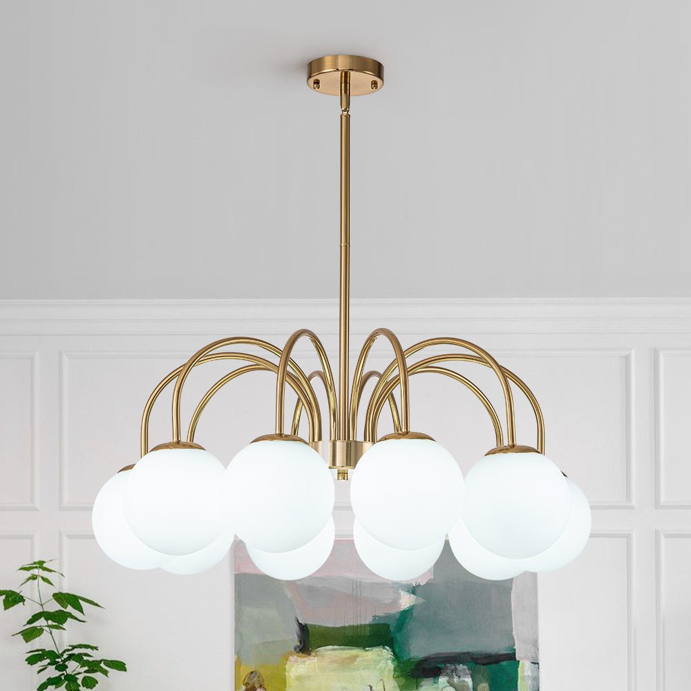 Ostruvo Mid-Century Frosted Glass Chandelier