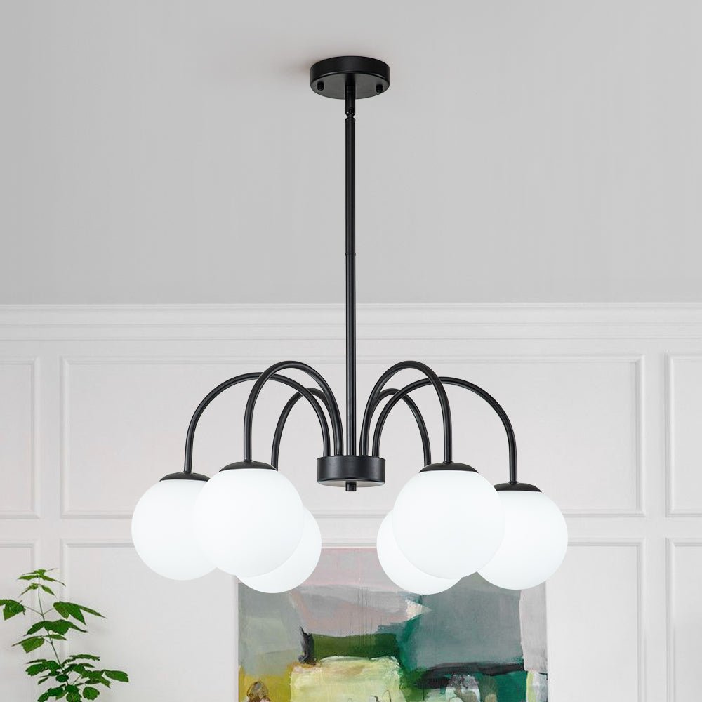 Ostruvo Mid-Century Frosted Glass Chandelier