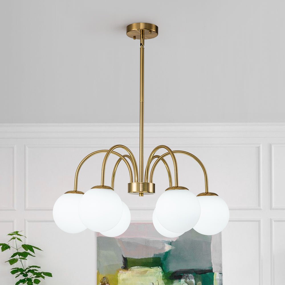 Ostruvo Mid-Century Frosted Glass Chandelier