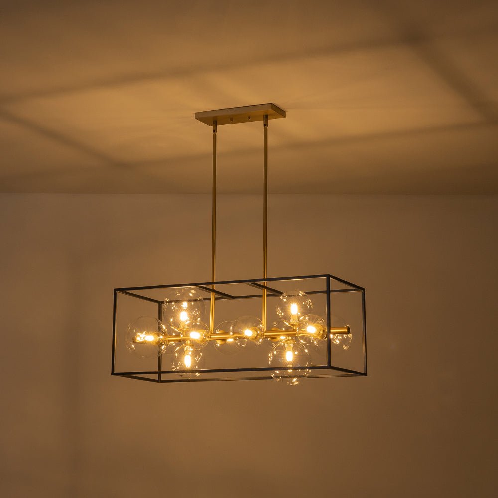 Dvaluvix Mid-Century Bubble Rectangular Glass Chandelier