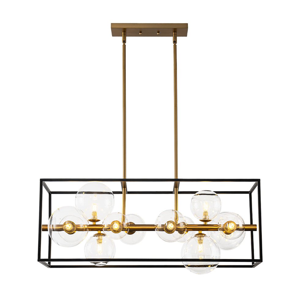 Dvaluvix Mid-Century Bubble Rectangular Glass Chandelier