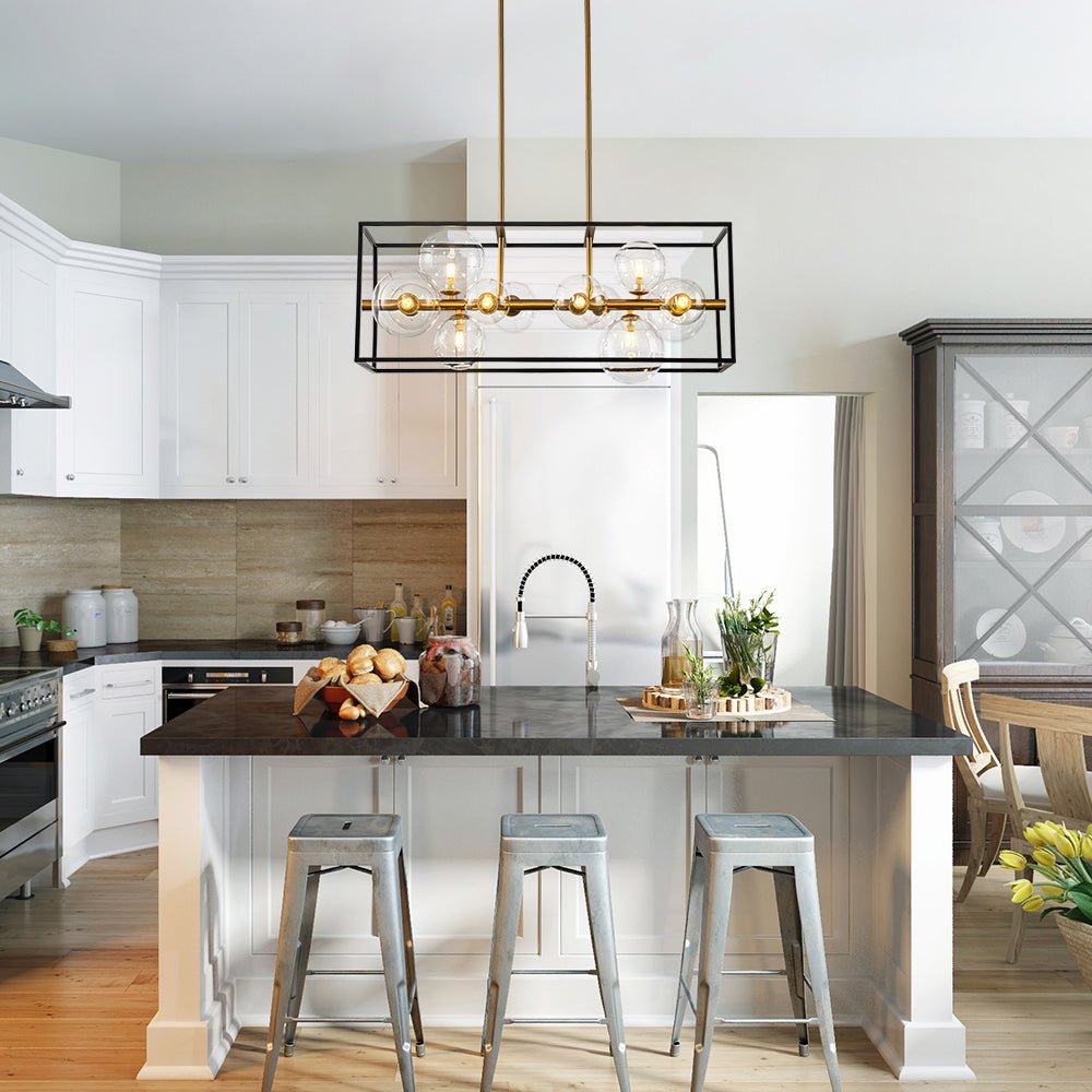 Dvaluvix Mid-Century Bubble Rectangular Glass Chandelier