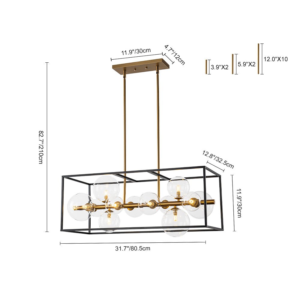 Dvaluvix Mid-Century Bubble Rectangular Glass Chandelier