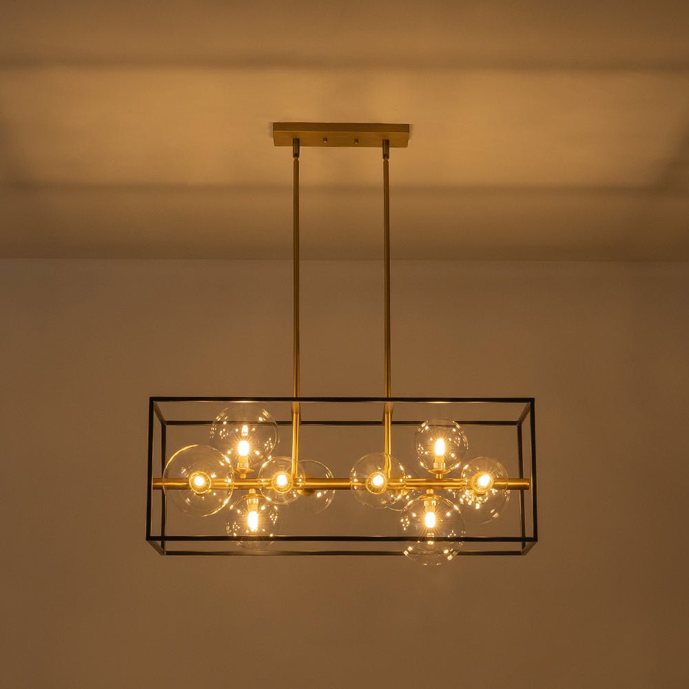 Dvaluvix Mid-Century Bubble Rectangular Glass Chandelier