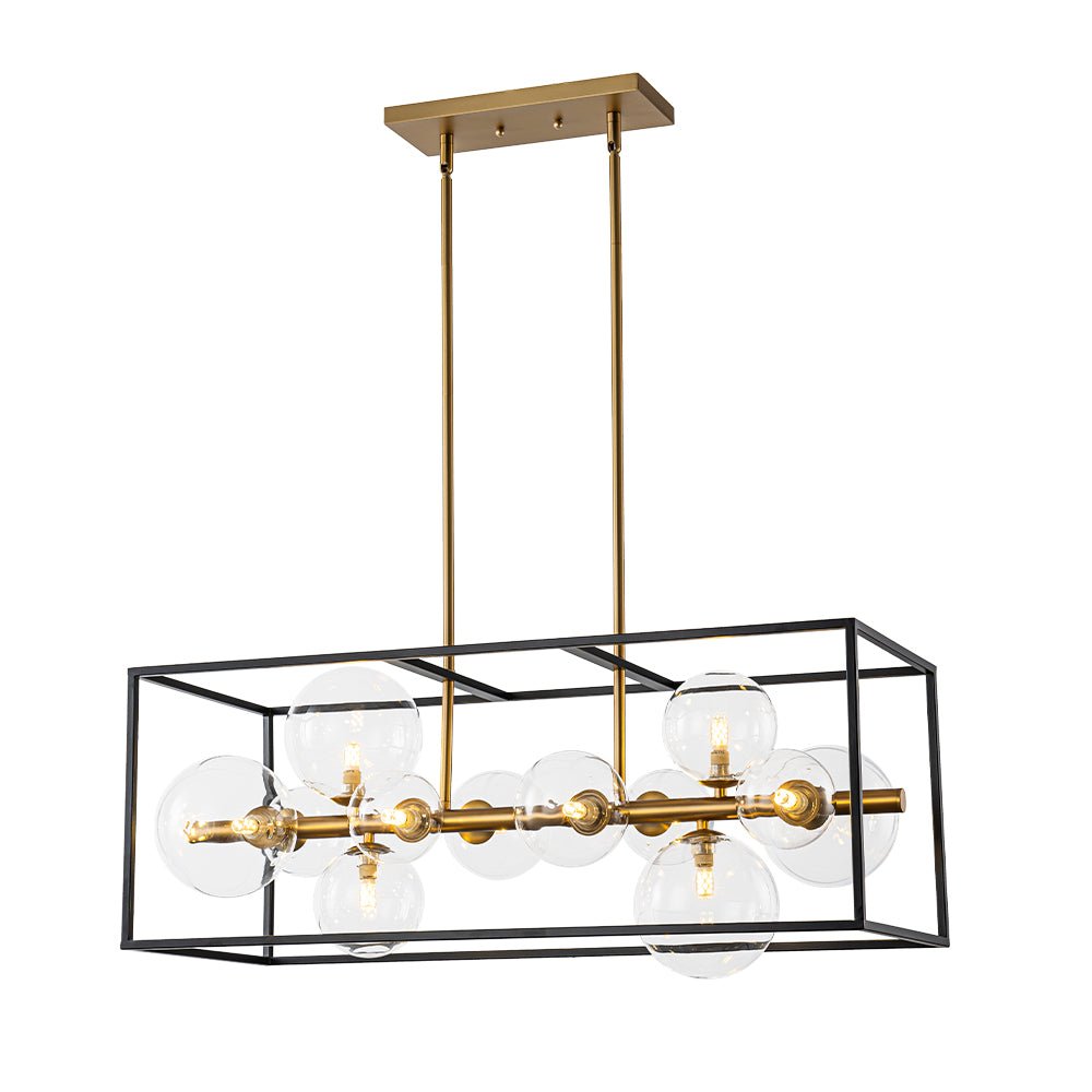 Dvaluvix Mid-Century Bubble Rectangular Glass Chandelier