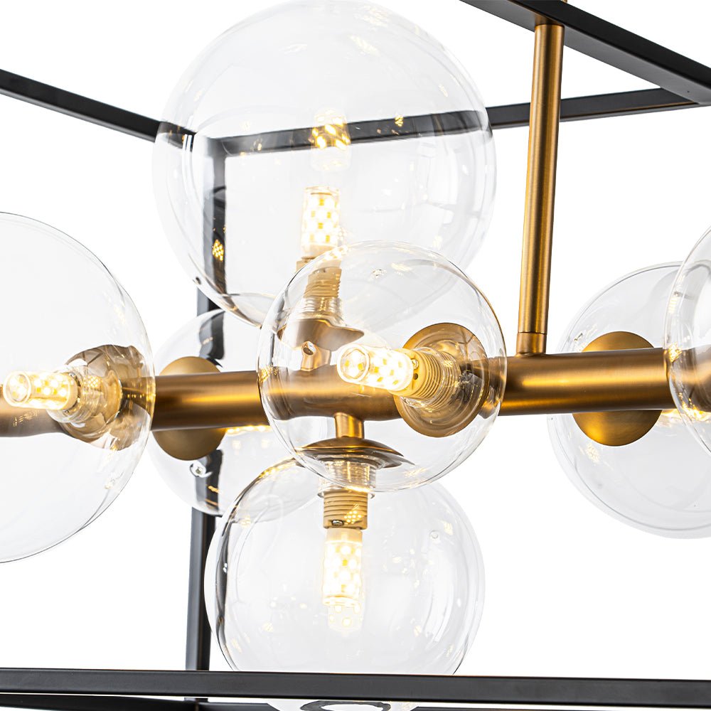 Dvaluvix Mid-Century Bubble Rectangular Glass Chandelier