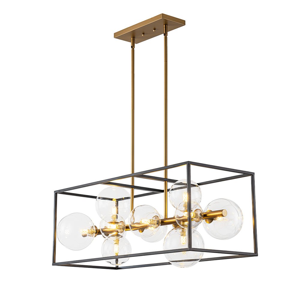 Dvaluvix Mid-Century Bubble Rectangular Glass Chandelier