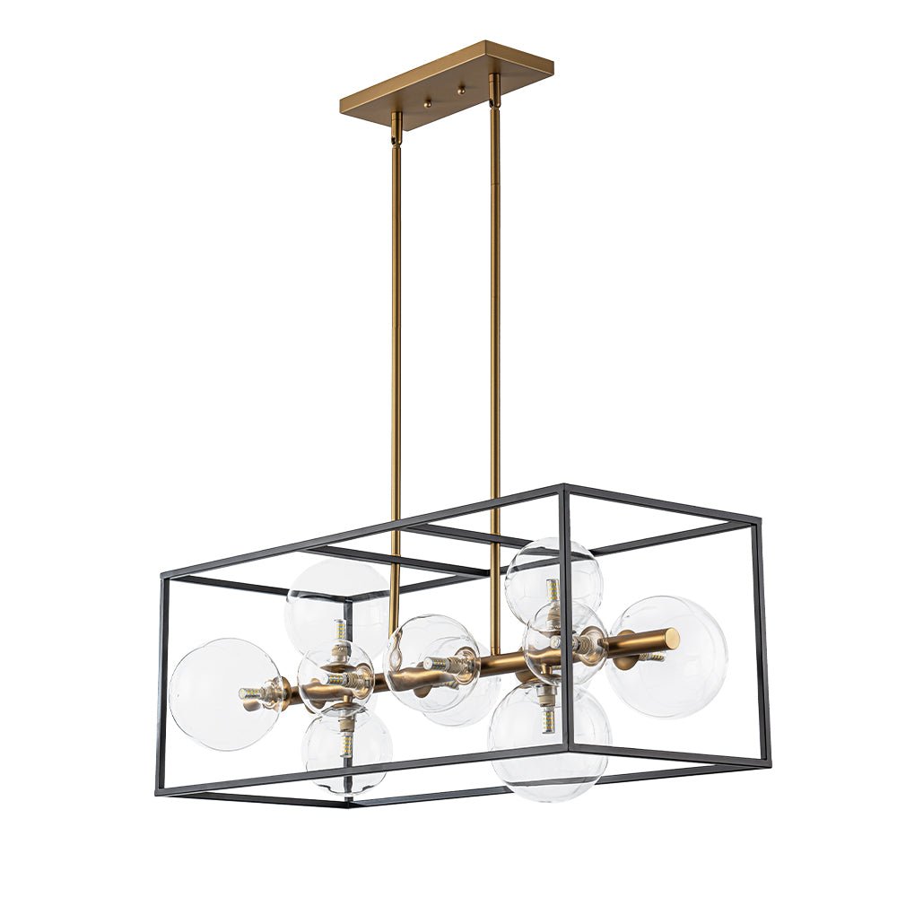 Dvaluvix Mid-Century Bubble Rectangular Glass Chandelier