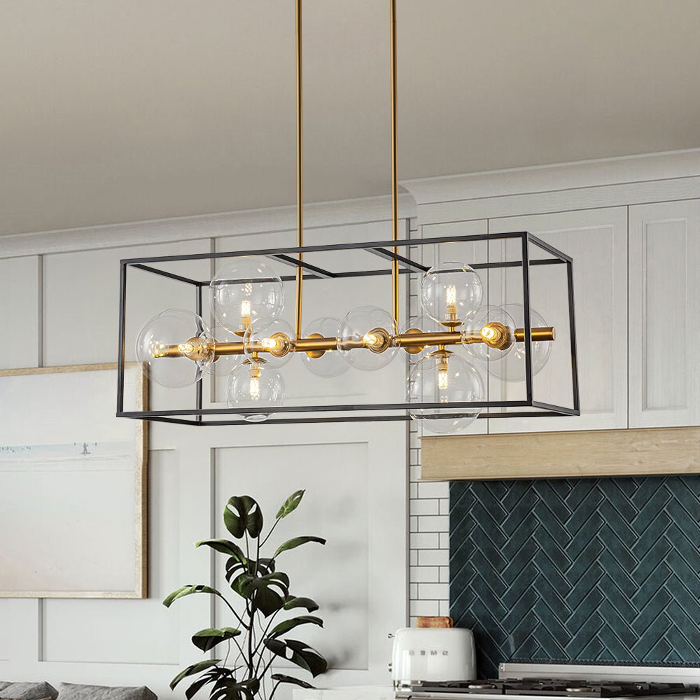 Dvaluvix Mid-Century Bubble Rectangular Glass Chandelier