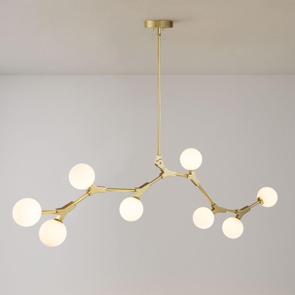Nivero Linear Bubble Metal Glass Chandelier