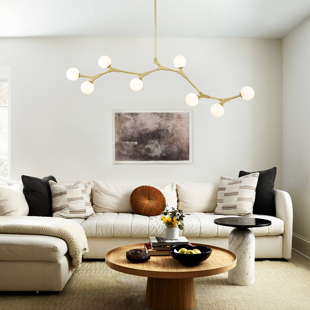 Nivero Linear Bubble Metal Glass Chandelier