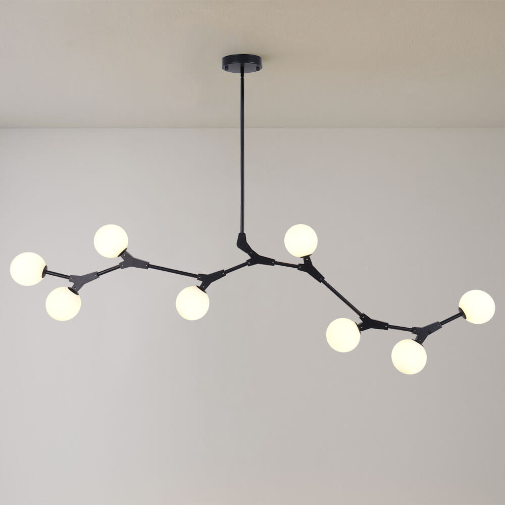 Nivero Linear Bubble Metal Glass Chandelier
