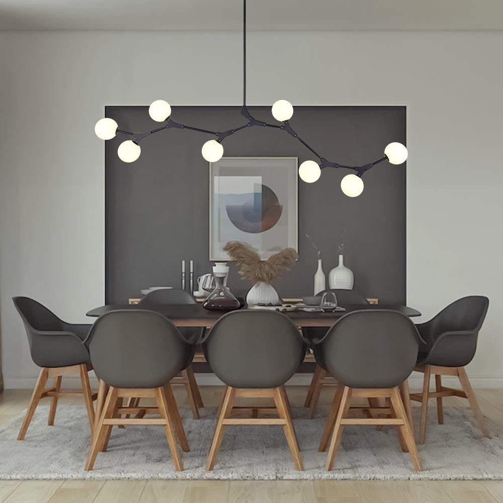 Nivero Linear Bubble Metal Glass Chandelier