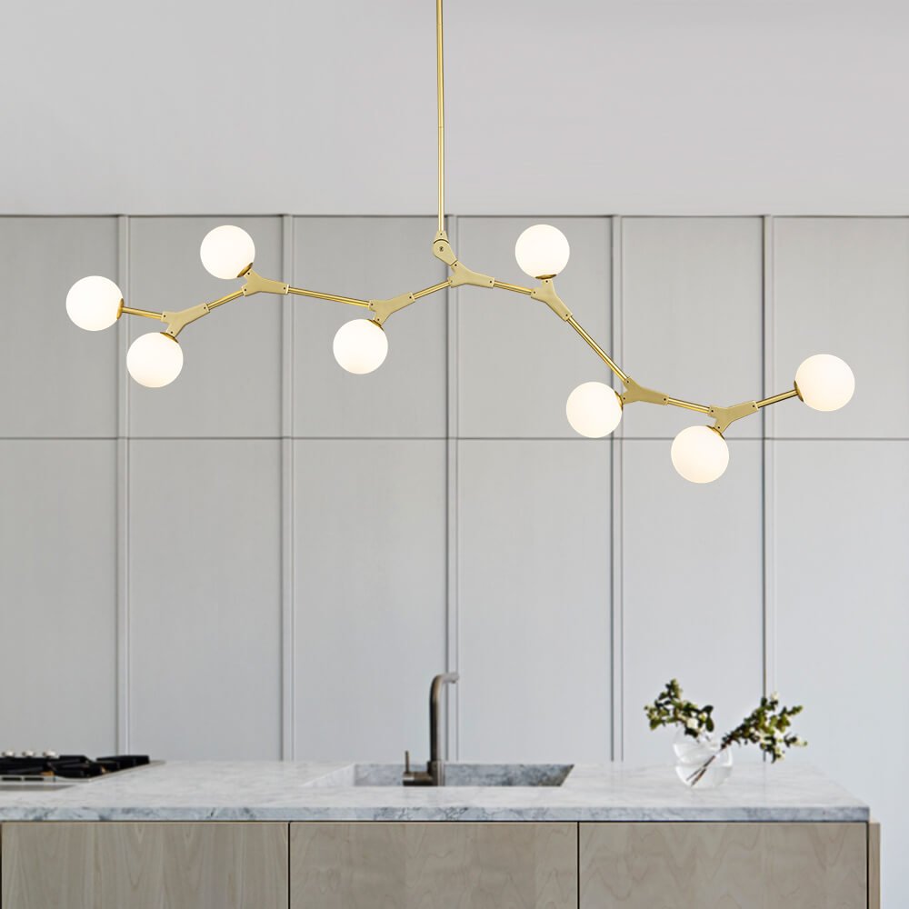 Nivero Linear Bubble Metal Glass Chandelier