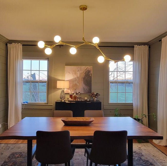 Nivero Linear Bubble Metal Glass Chandelier