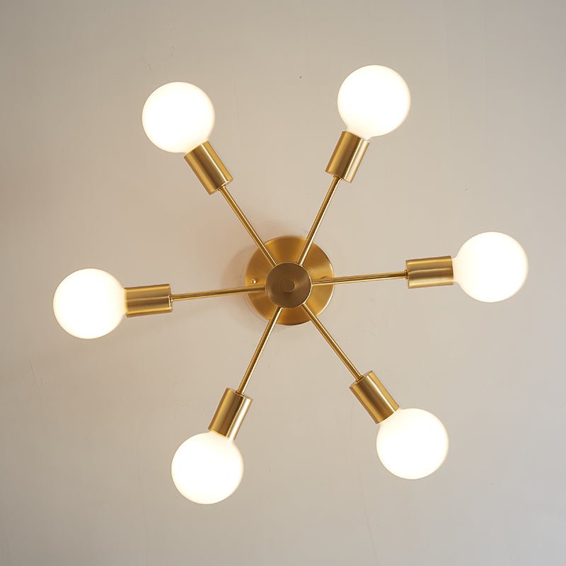 Blikuvo Mid-Century Modern Brass Sputnik Metal Ceiling Light
