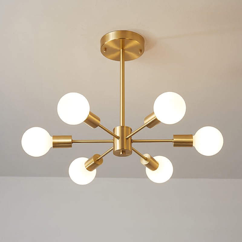 Blikuvo Mid-Century Modern Brass Sputnik Metal Ceiling Light