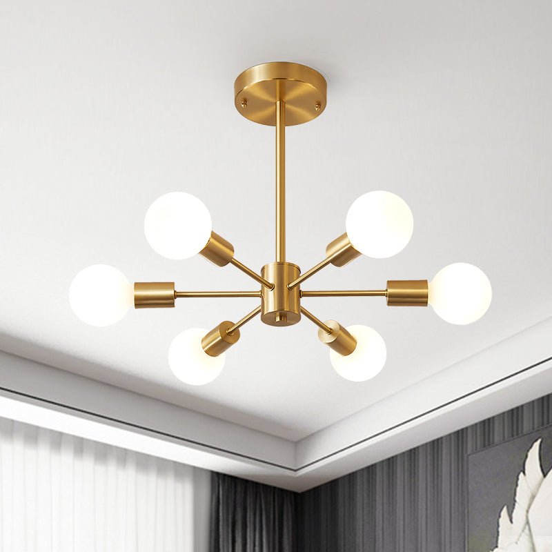 Blikuvo Mid-Century Modern Brass Sputnik Metal Ceiling Light