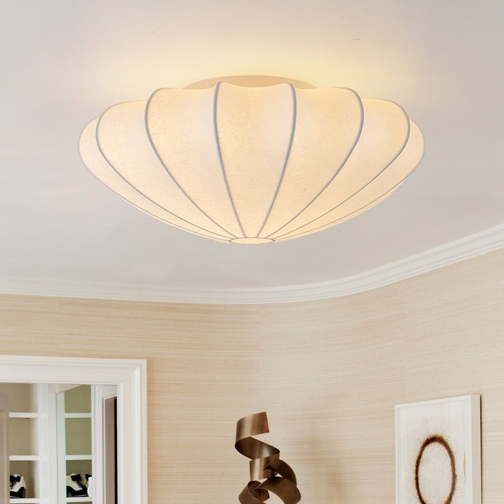 Lunari Mid-Century Modern Silk Flush Mount Light