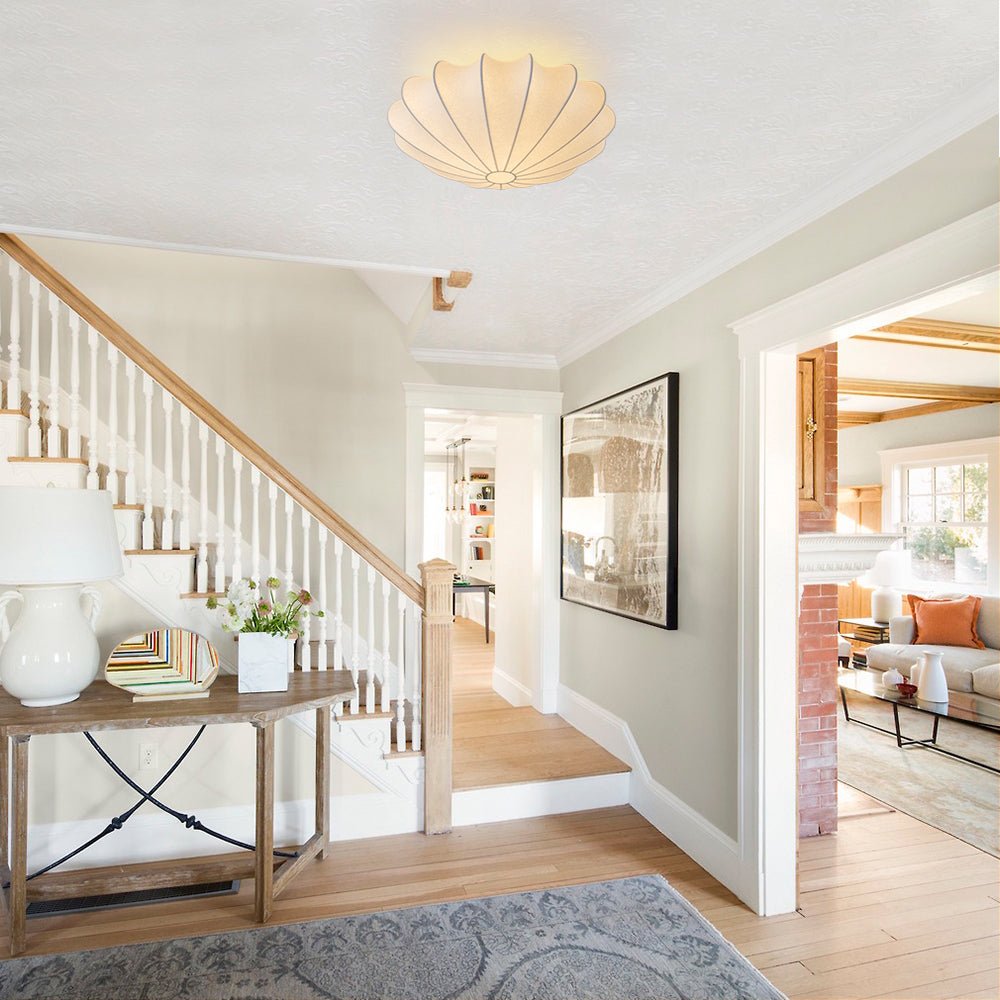 Lunari Mid-Century Modern Silk Flush Mount Light