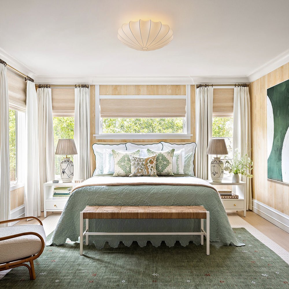 Lunari Mid-Century Modern Silk Flush Mount Light