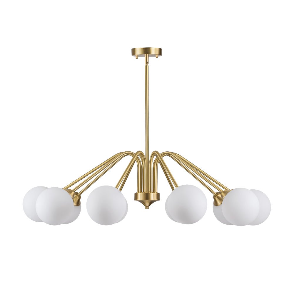 Caelix Mid-Century Globe Sputnik Opal Glass Chandelier
