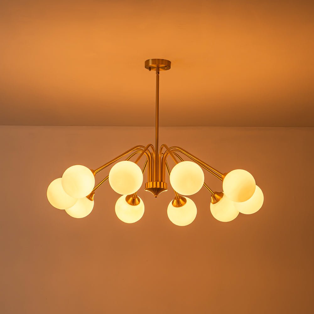 Caelix Mid-Century Globe Sputnik Opal Glass Chandelier