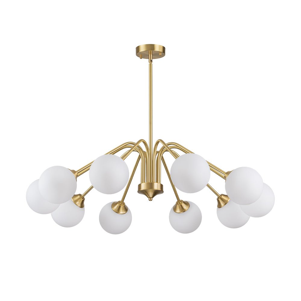 Caelix Mid-Century Globe Sputnik Opal Glass Chandelier