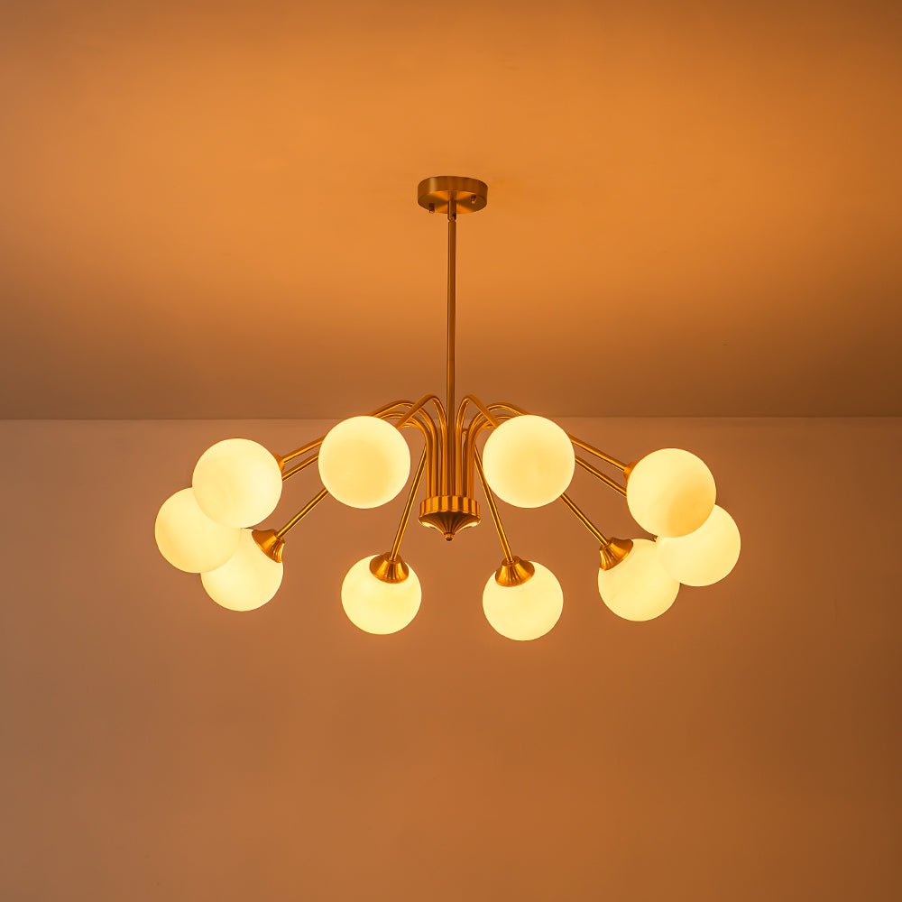 Caelix Mid-Century Globe Sputnik Opal Glass Chandelier