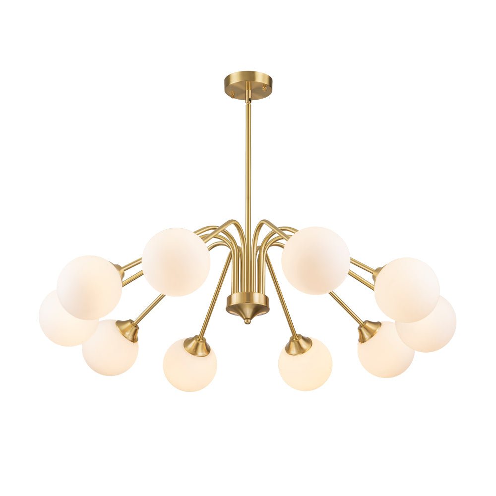 Caelix Mid-Century Globe Sputnik Opal Glass Chandelier