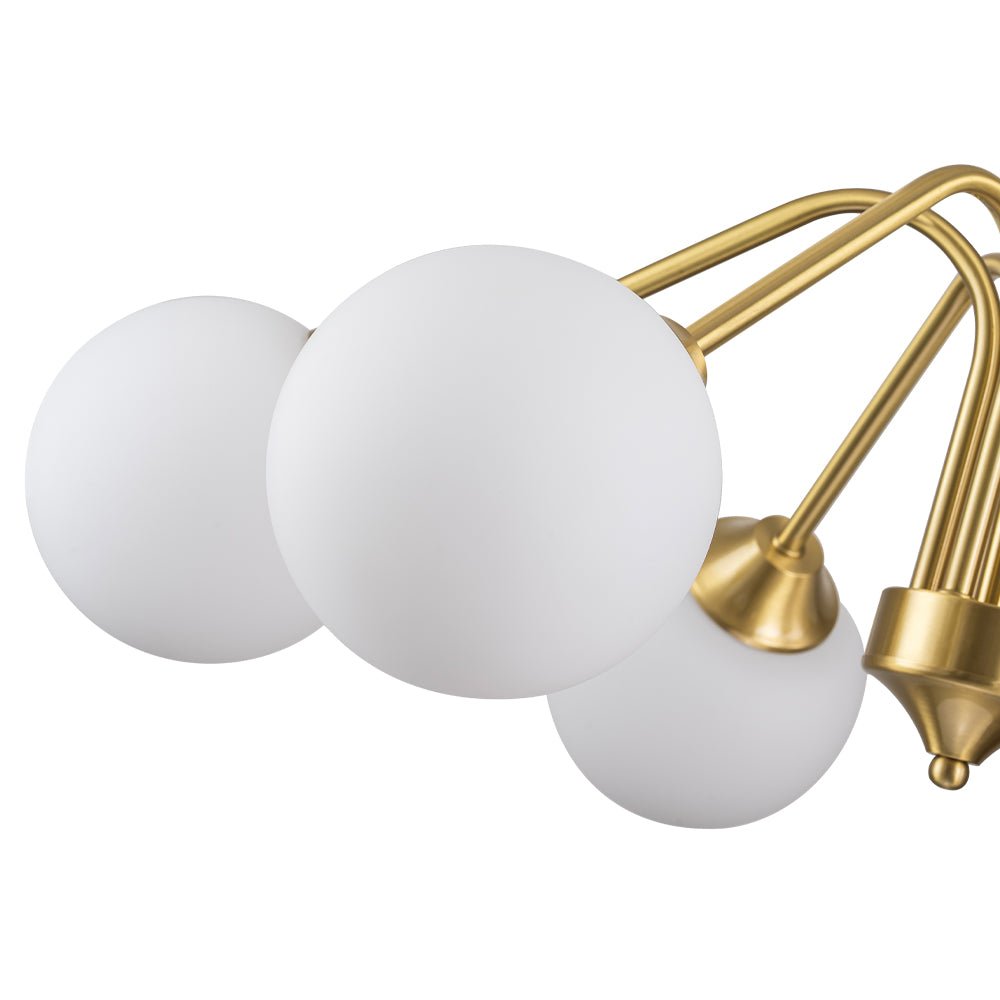 Caelix Mid-Century Globe Sputnik Opal Glass Chandelier