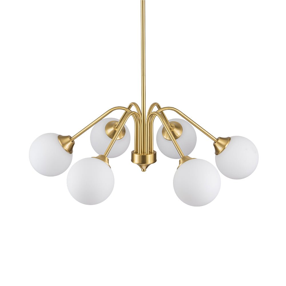 Caelix Mid-Century Globe Sputnik Opal Glass Chandelier