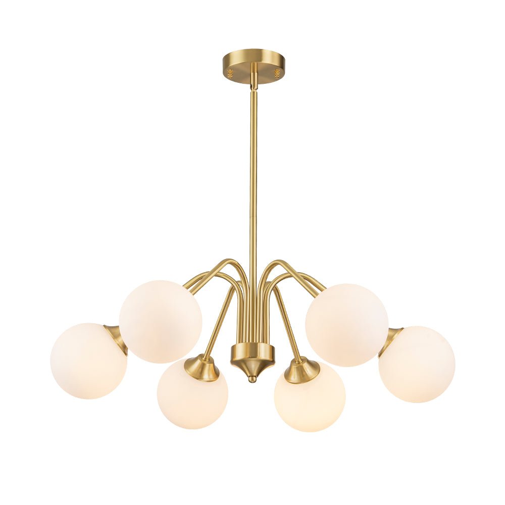 Caelix Mid-Century Globe Sputnik Opal Glass Chandelier