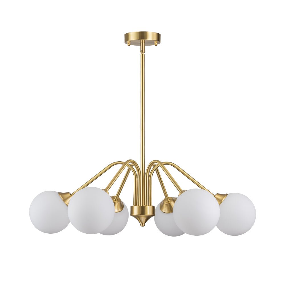 Caelix Mid-Century Globe Sputnik Opal Glass Chandelier