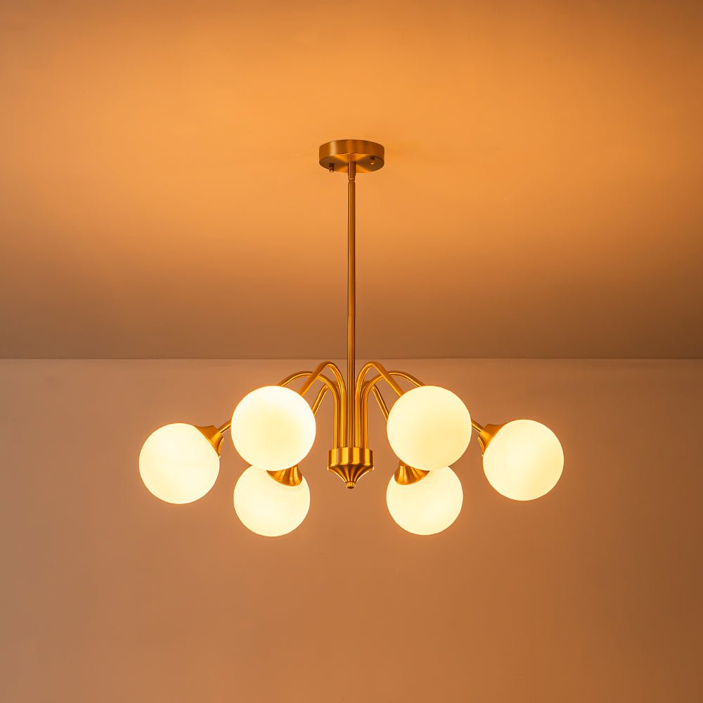 Caelix Mid-Century Globe Sputnik Opal Glass Chandelier
