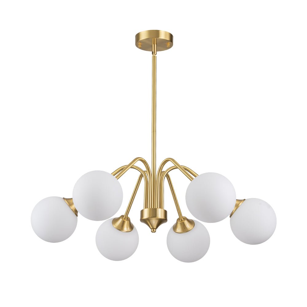 Caelix Mid-Century Globe Sputnik Opal Glass Chandelier
