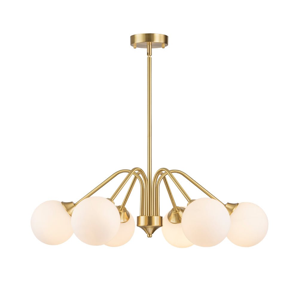 Caelix Mid-Century Globe Sputnik Opal Glass Chandelier
